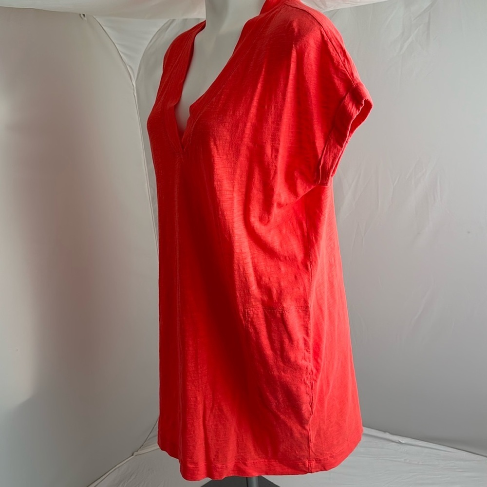 Bobi coral wide band v-neck slubbed casual short sleeve t-shirt dress - Picture 3 of 12